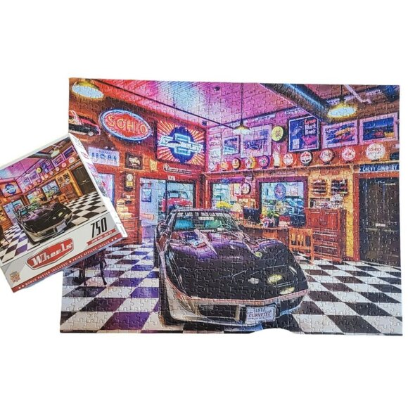 Wheels Corvette Classic Car Puzzle 750 Piece Master Chevrolet Man Cave No Poster - Picture 14 of 14